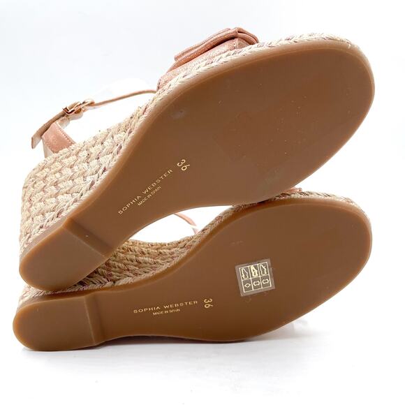 Sophia Webster Bonnie Wedge Espadrille Sandals Metallic Bow Sz 36 / 5.5 - Picture 7 of 8